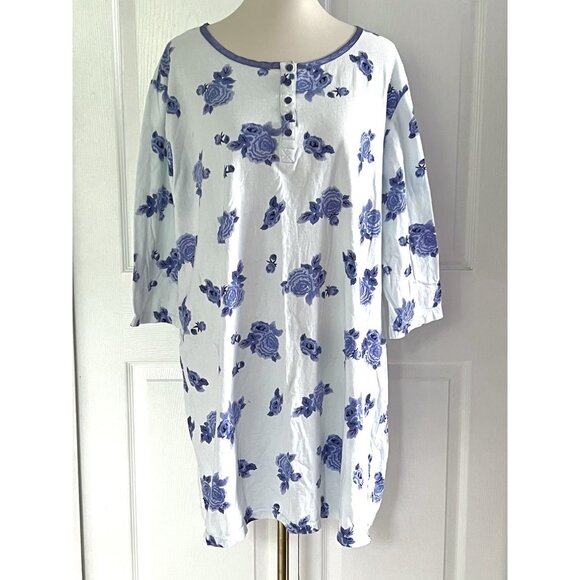 Vintage Collections Etc White Blue Floral Cotton Cottagecore Nightgown Womens XL - Picture 2 of 5